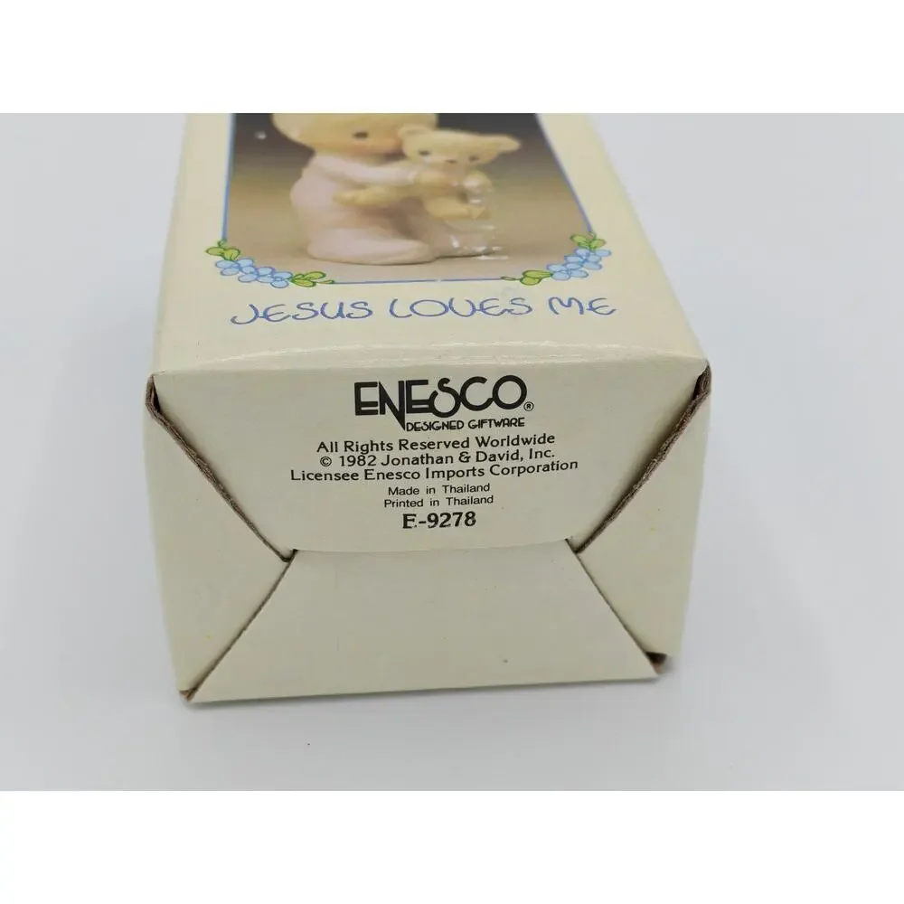 Enesco Jesus Loves Me Figurine E-9278 1982 Vintage Porcelain Religious Gift